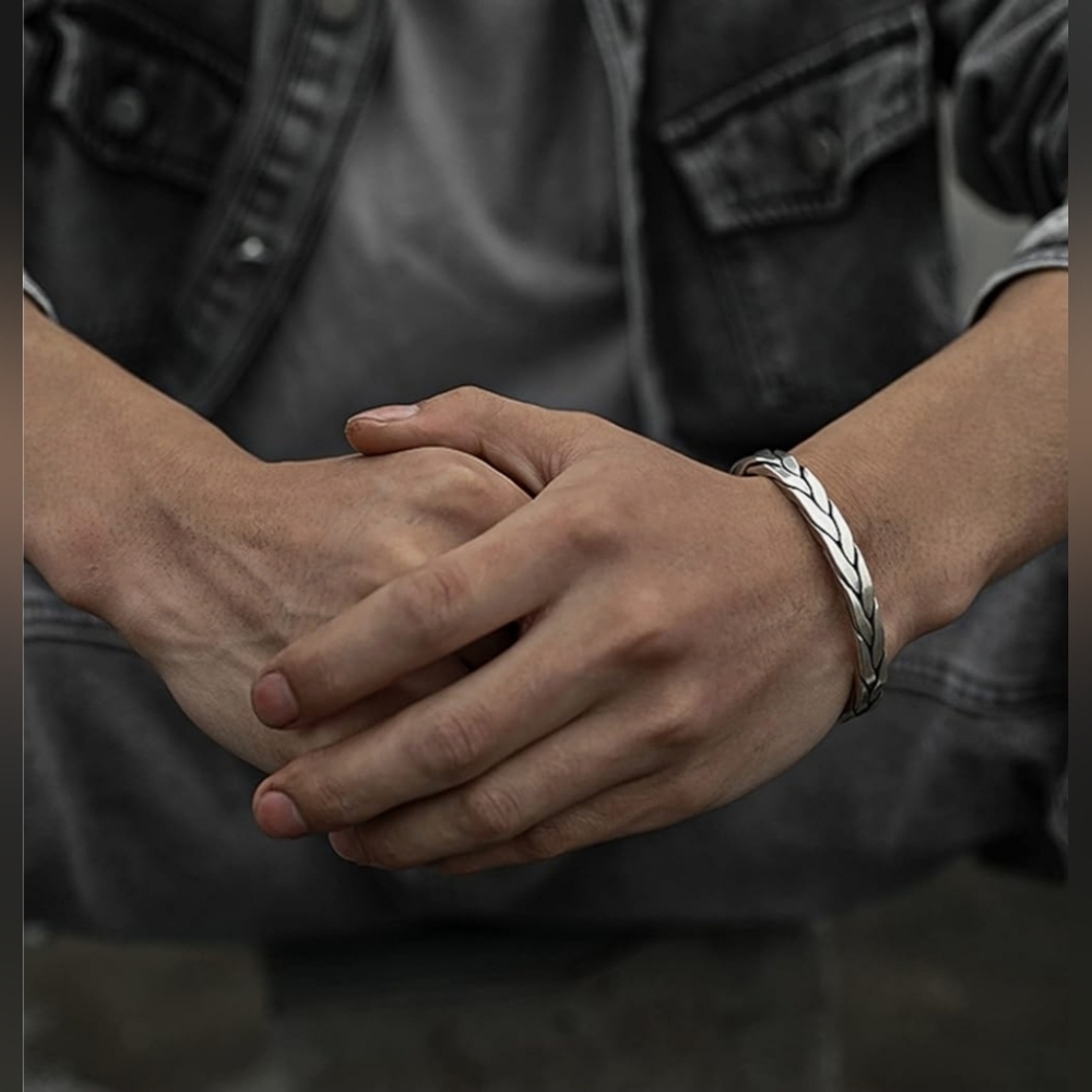 Braided Sterling Silver Cuf/ Chevron CUFF - Picture 7 of 7